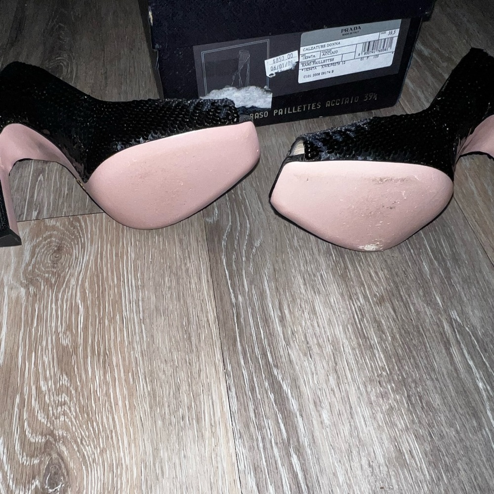 Prada Women's Shoes, Black/Silver Sequence 39.5/ … - image 4